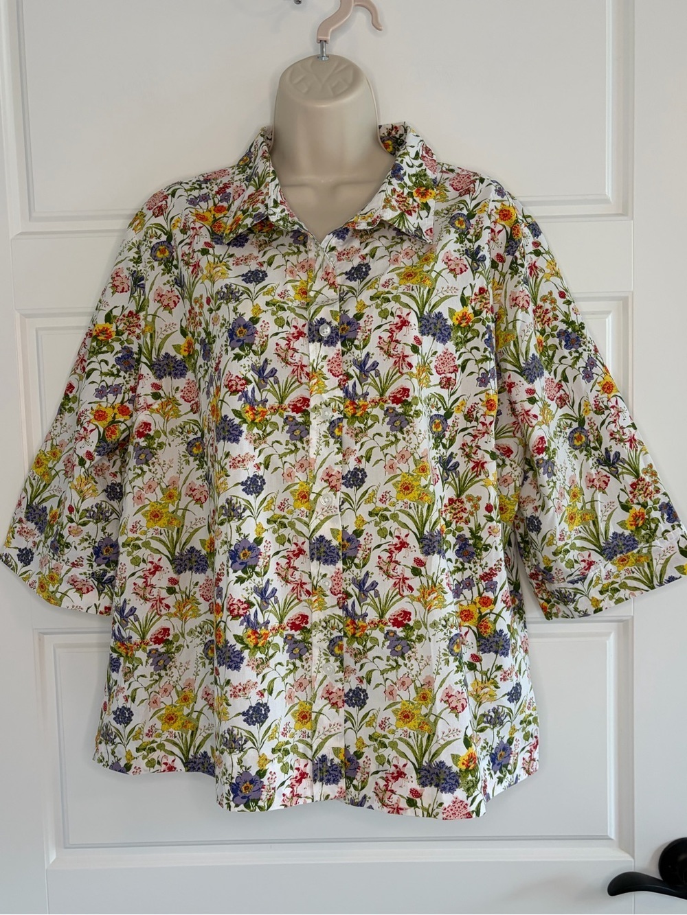 Vintage American Sweetheart Cotton Blend Floral Button Up Blouse Shirt Size XL
